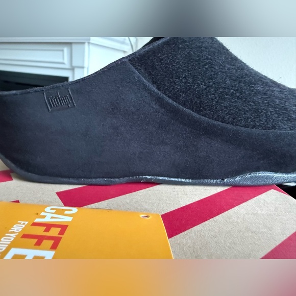 Fitflop Women’s Black Suede Leather Slip-on Clogs Size 6.5 - Picture 4 of 13